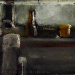 Bottle, Jar & Spraycan (2012) Oil on book cover